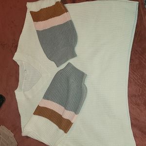 Weekend Sweater 3X/4X white gray rust pink mint condition